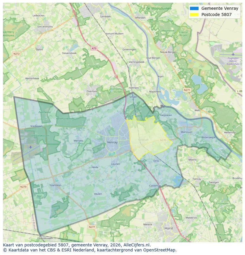 Postcodekaart voor 5807