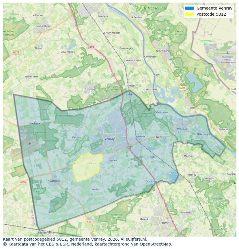 Postcodekaart voor 5812