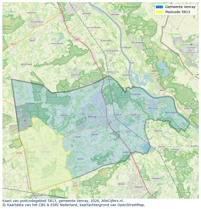 Postcodekaart voor 5813