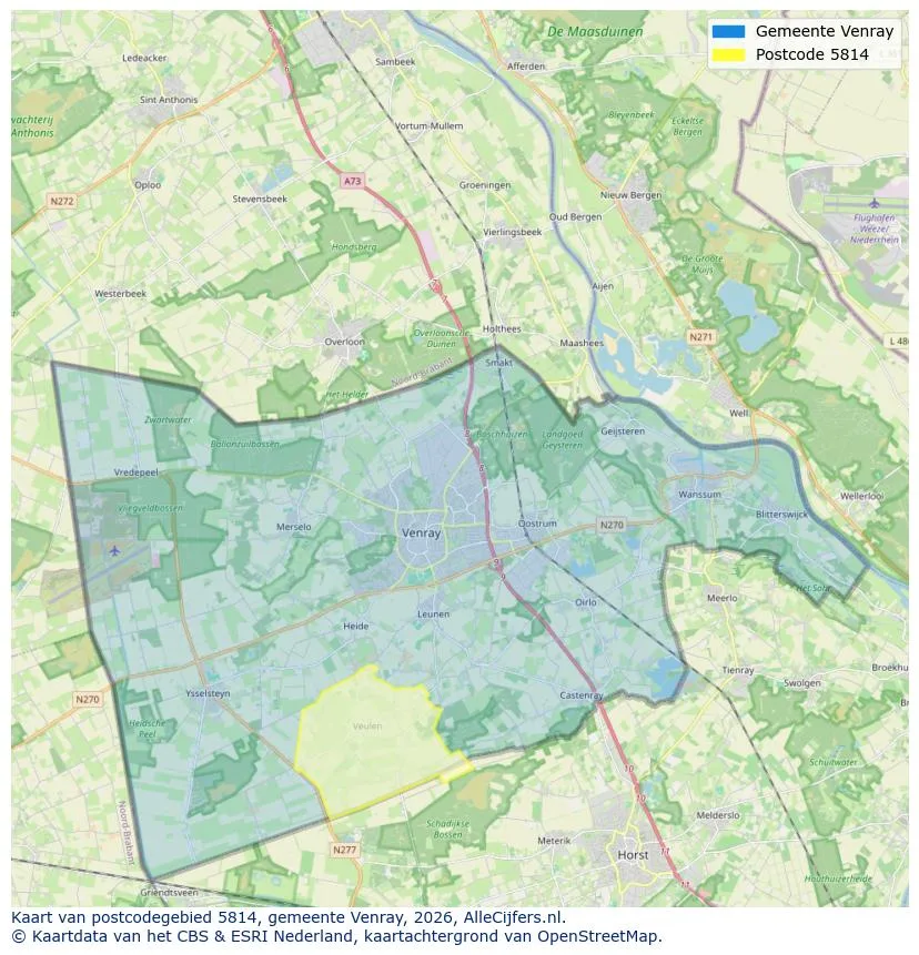 Postcodekaart voor 5814