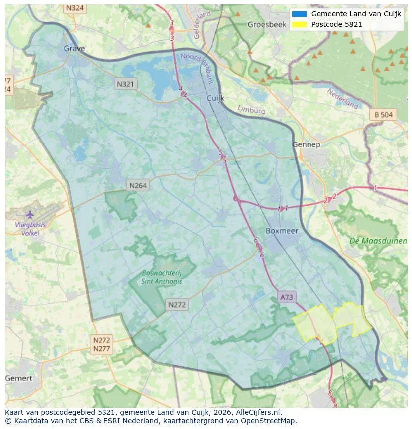 Postcodekaart voor 5821