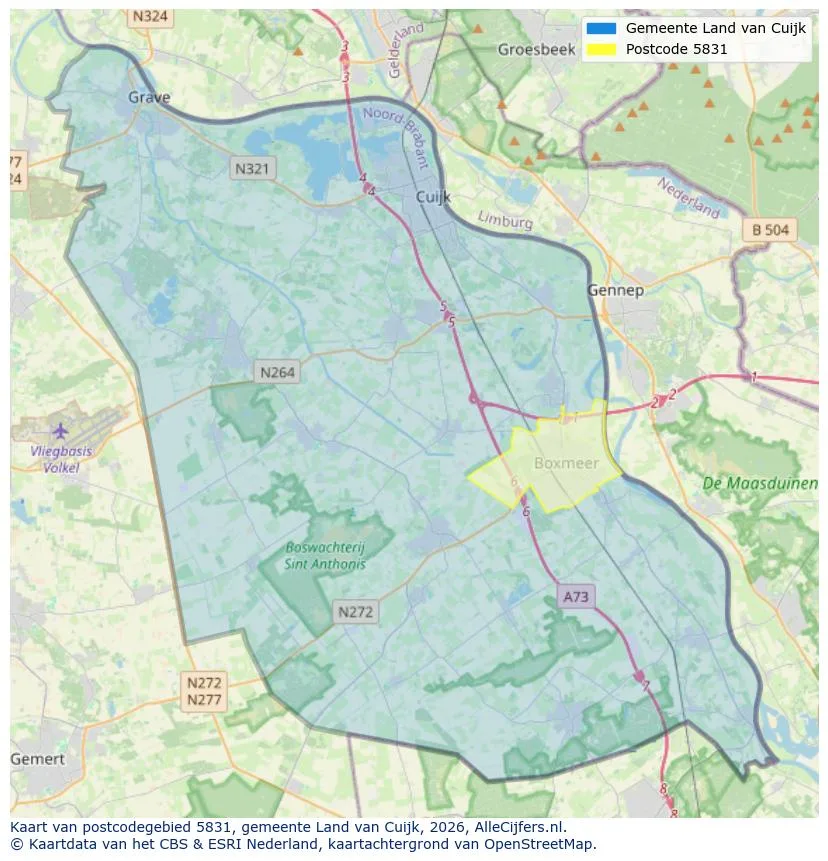 Postcodekaart voor 5831