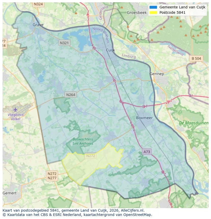 Postcodekaart voor 5841