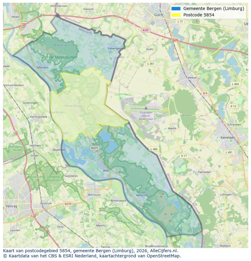 Postcodekaart voor 5854