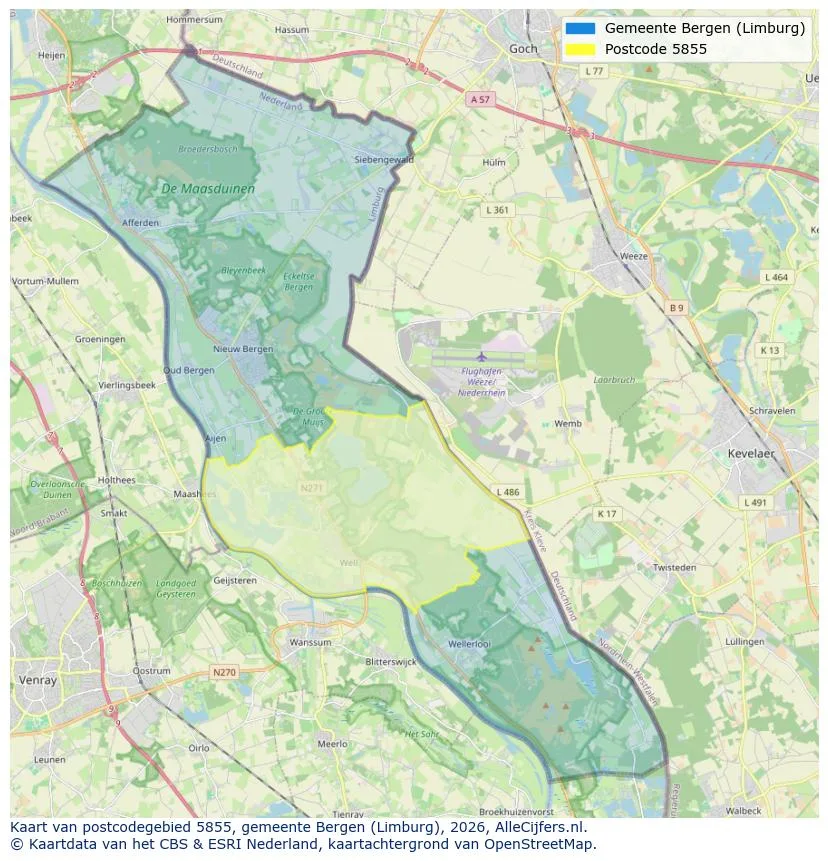 Postcodekaart voor 5855
