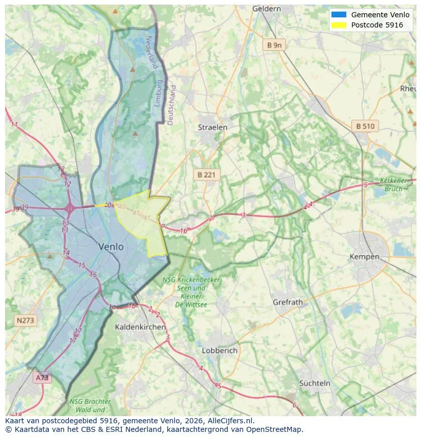 Postcodekaart voor 5916