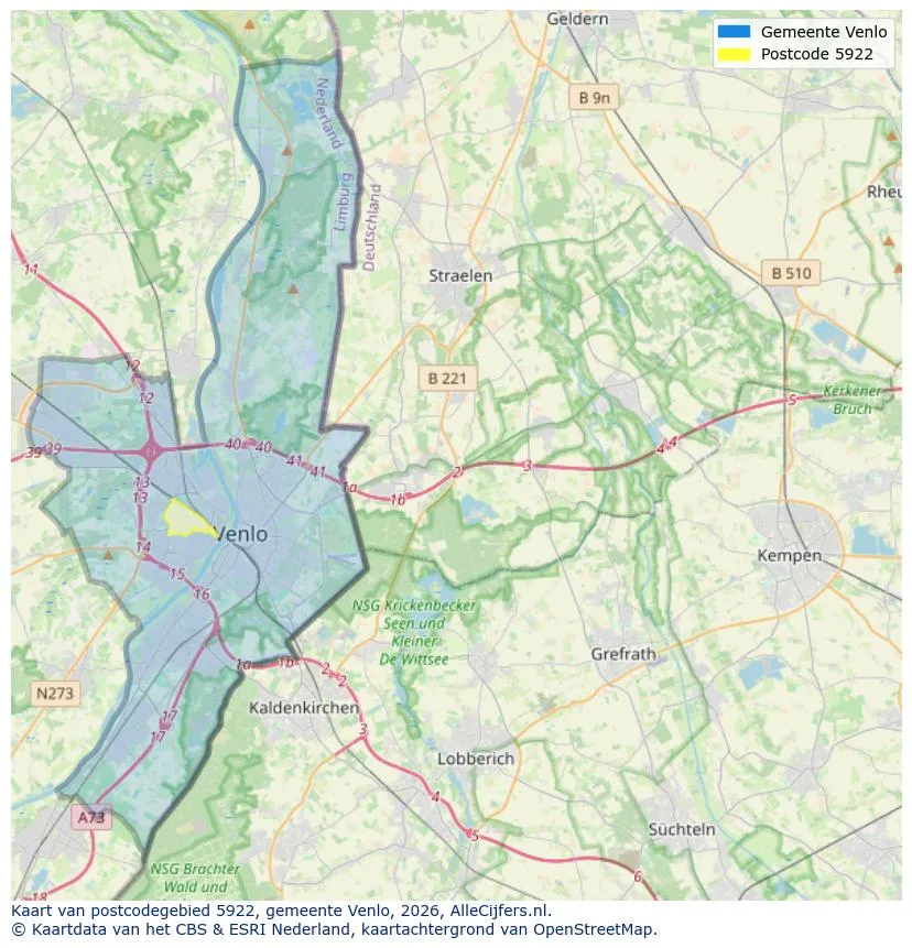 Postcodekaart voor 5922