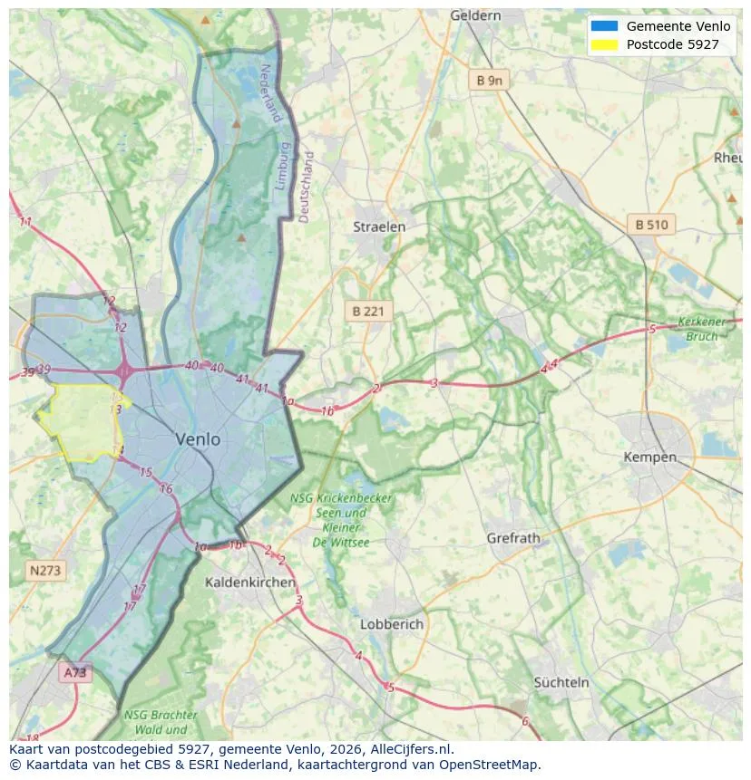 Postcodekaart voor 5927