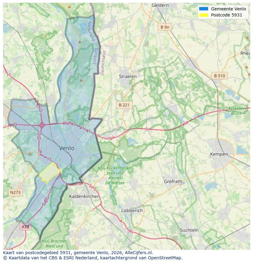 Postcodekaart voor 5931