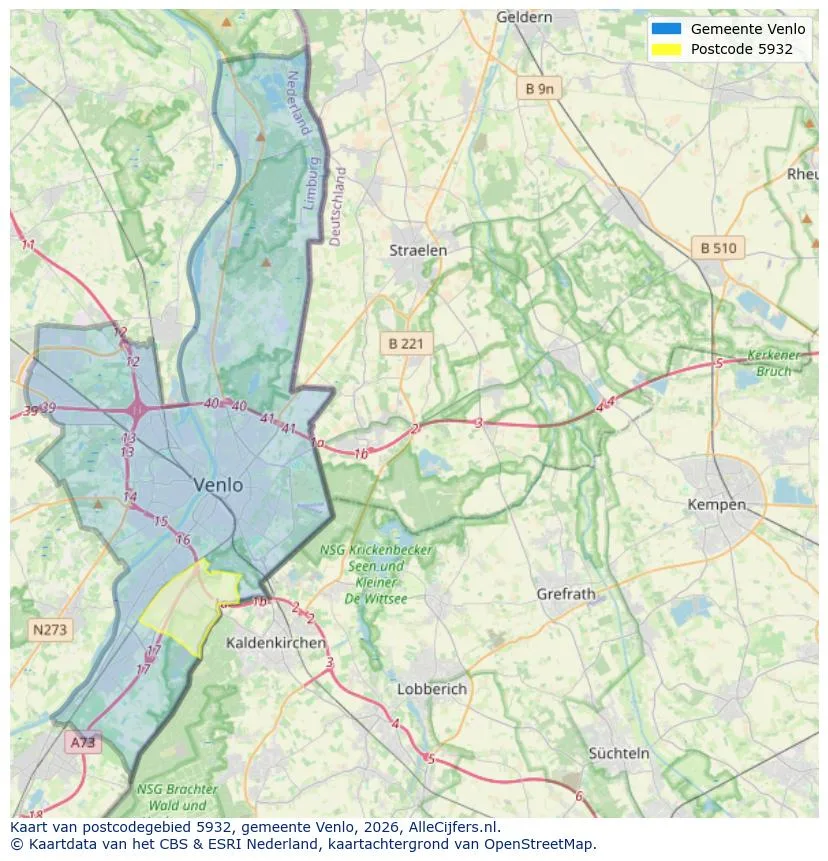 Postcodekaart voor 5932