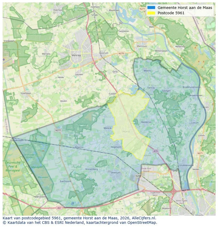 Postcodekaart voor 5961