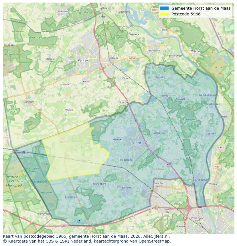 Postcodekaart voor 5966