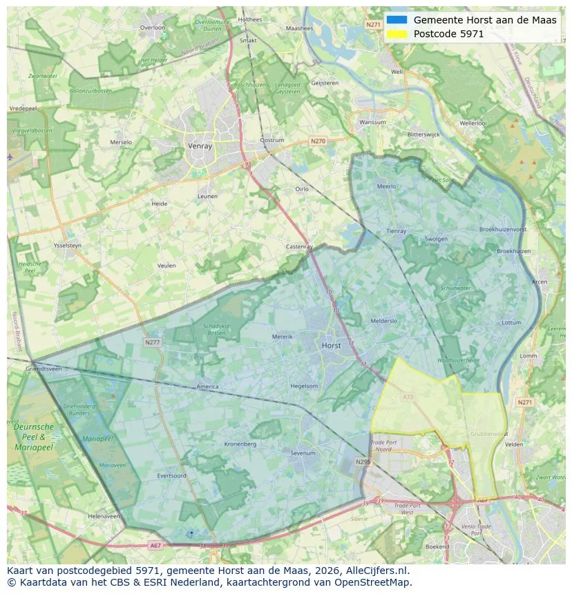 Postcodekaart voor 5971