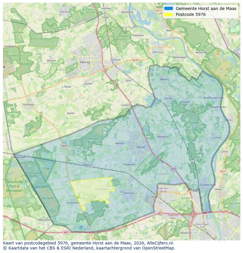 Postcodekaart voor 5976