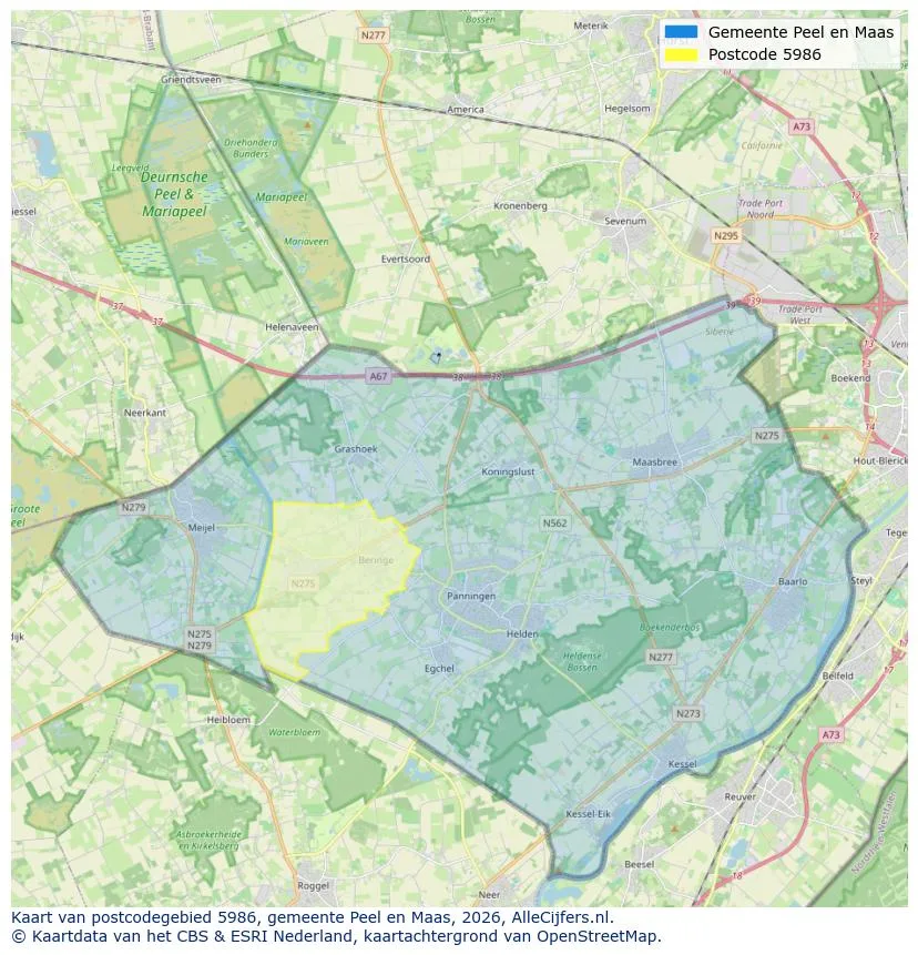 Postcodekaart voor 5986