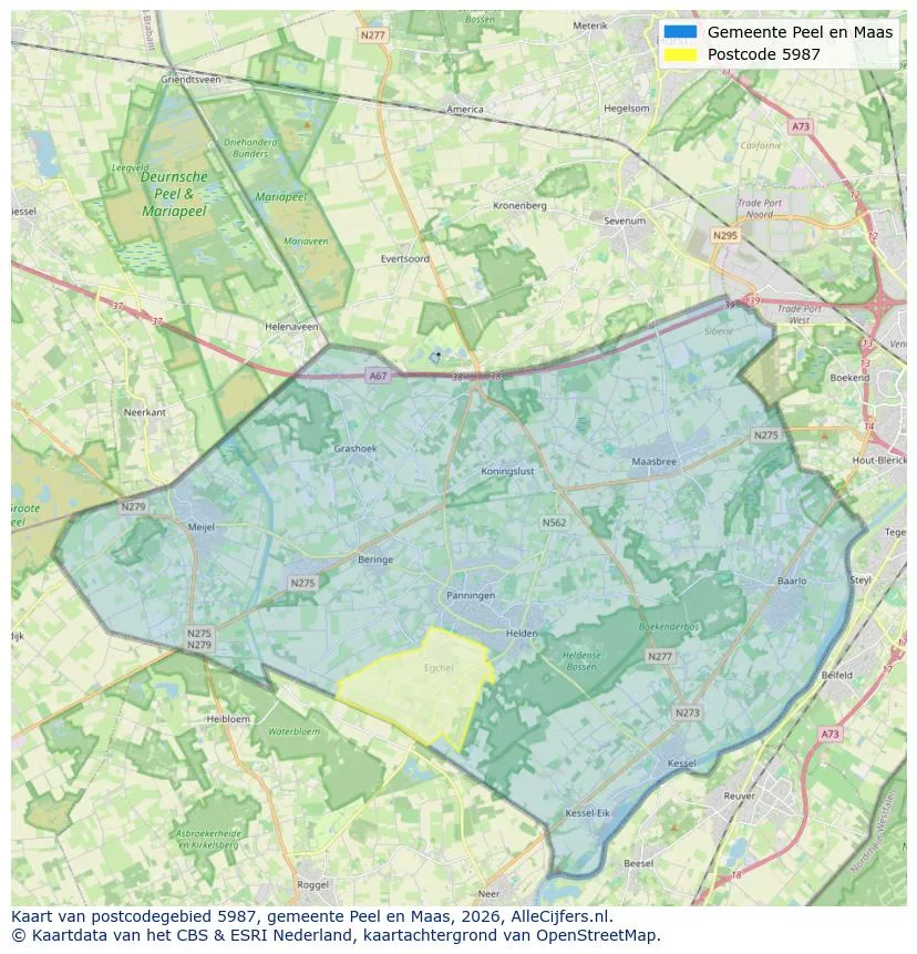Postcodekaart voor 5987