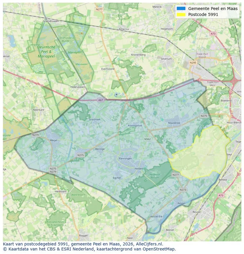 Postcodekaart voor 5991