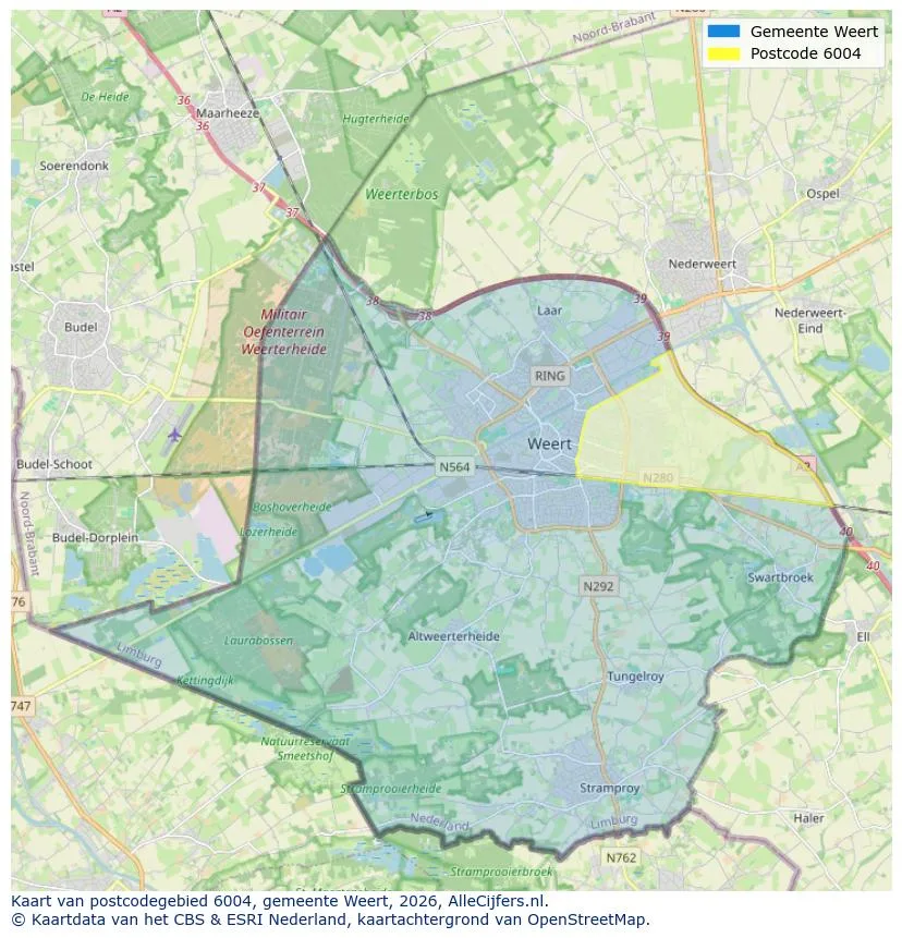 Postcodekaart voor 6004