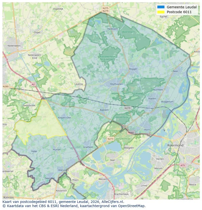 Postcodekaart voor 6011