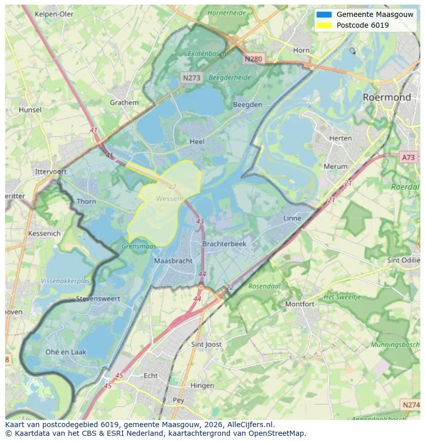 Postcodekaart voor 6019