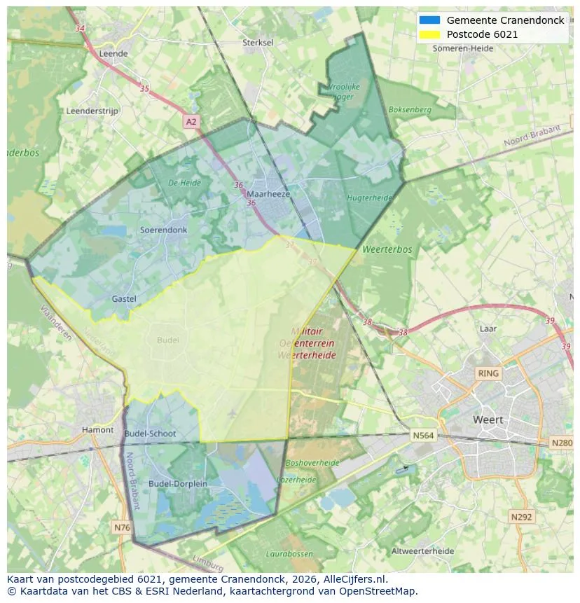Postcodekaart voor 6021