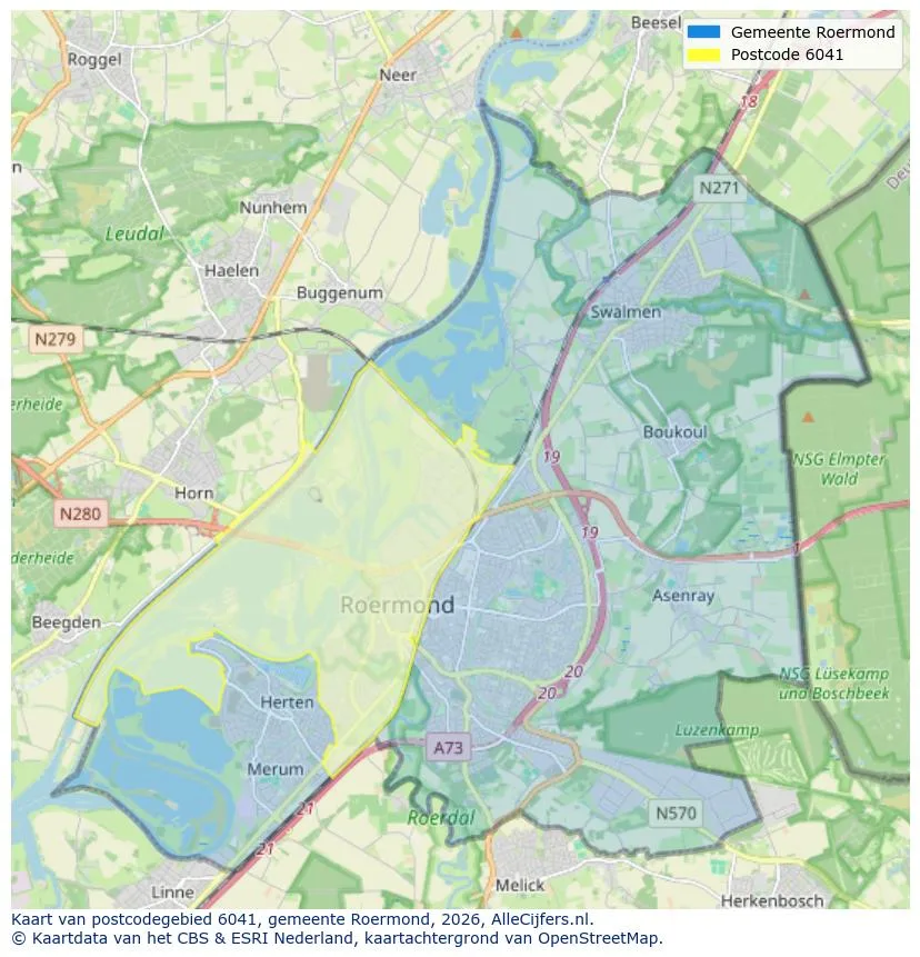 Postcodekaart voor 6041