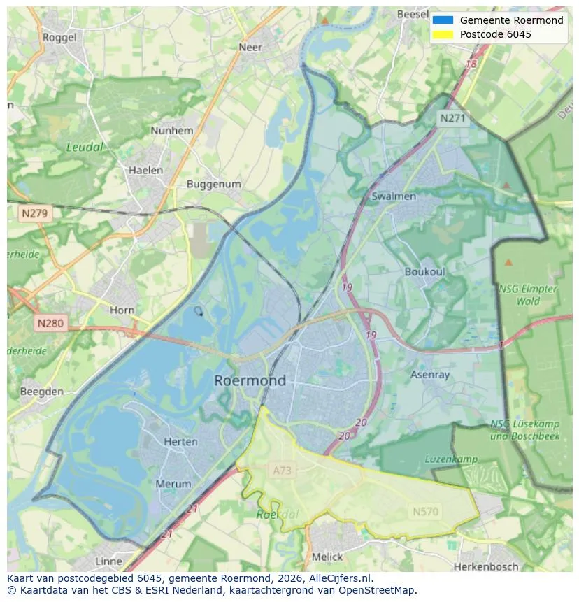 Postcodekaart voor 6045