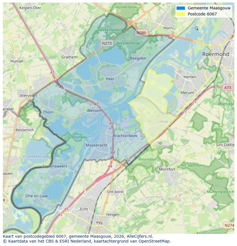 Postcodekaart voor 6067