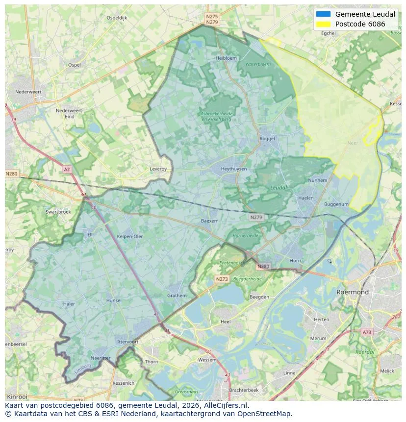 Postcodekaart voor 6086