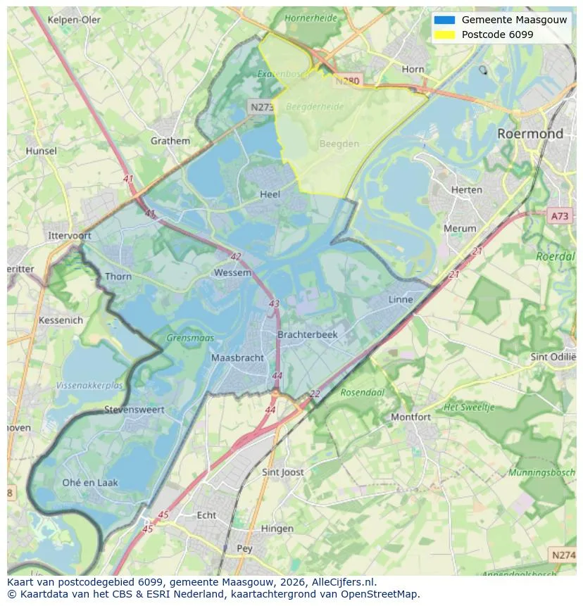 Postcodekaart voor 6099