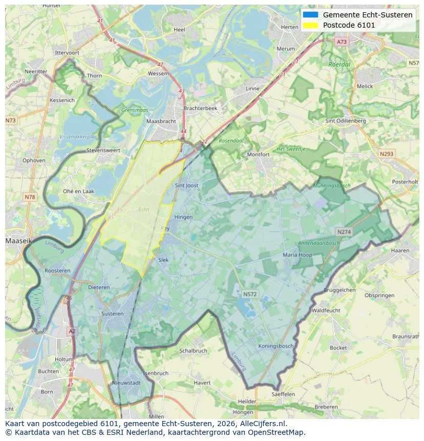 Postcodekaart voor 6101