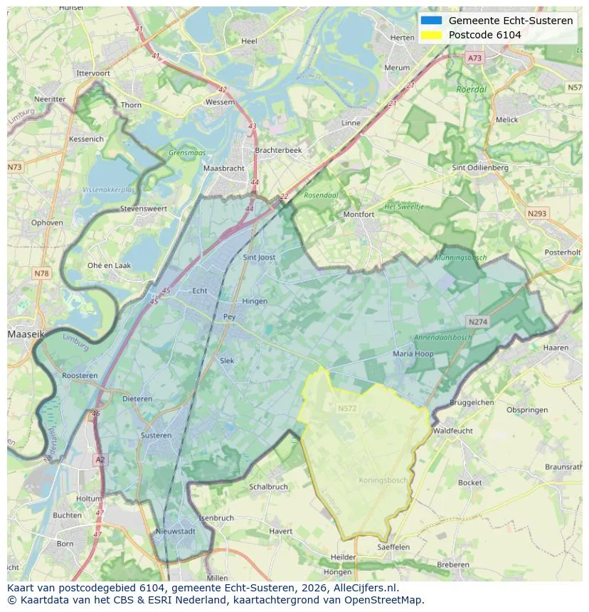 Postcodekaart voor 6104
