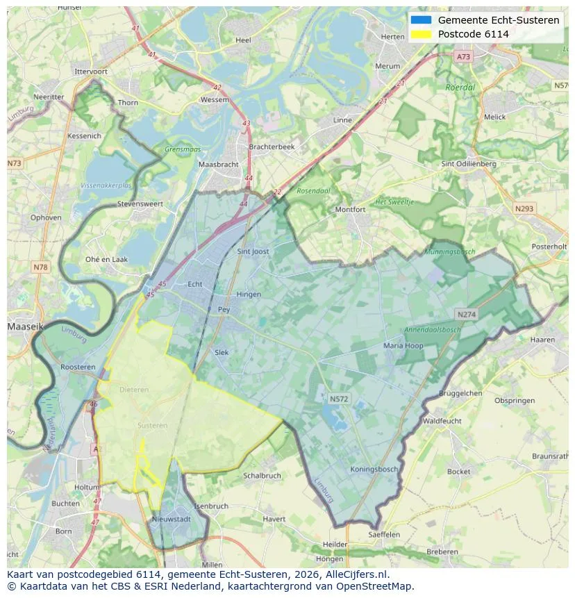 Postcodekaart voor 6114