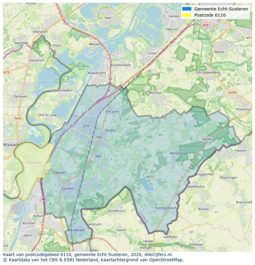 Postcodekaart voor 6116