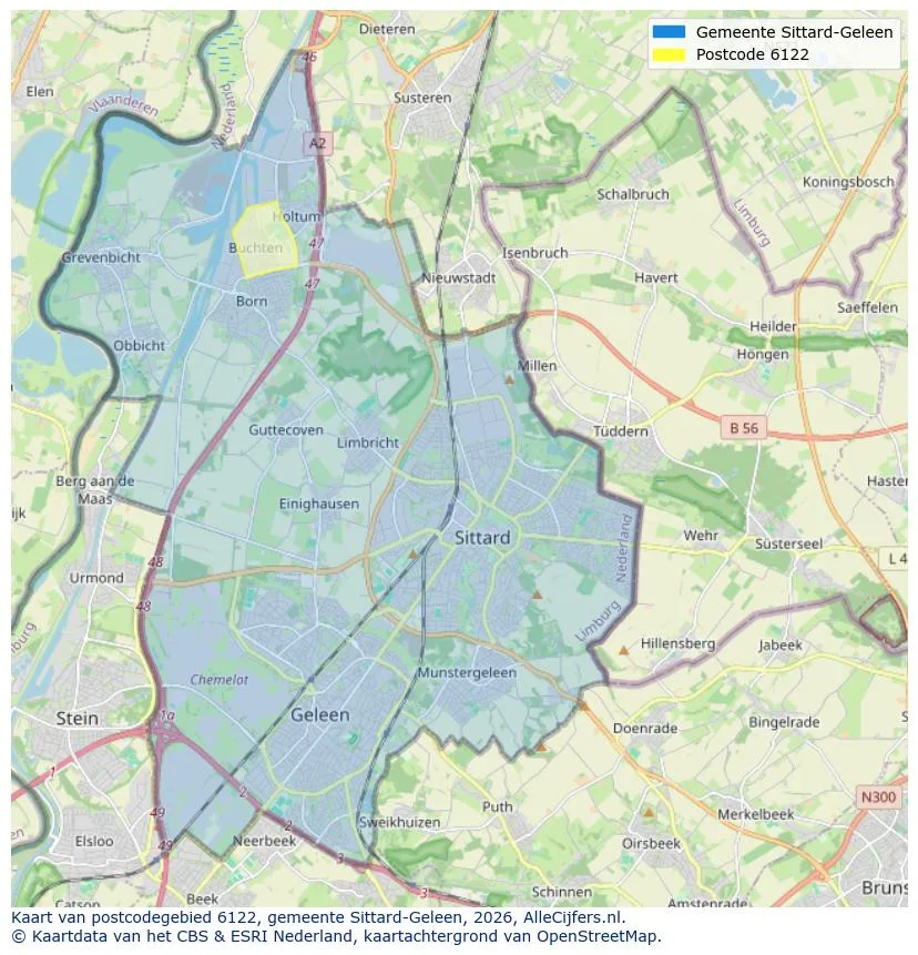Postcodekaart voor 6122