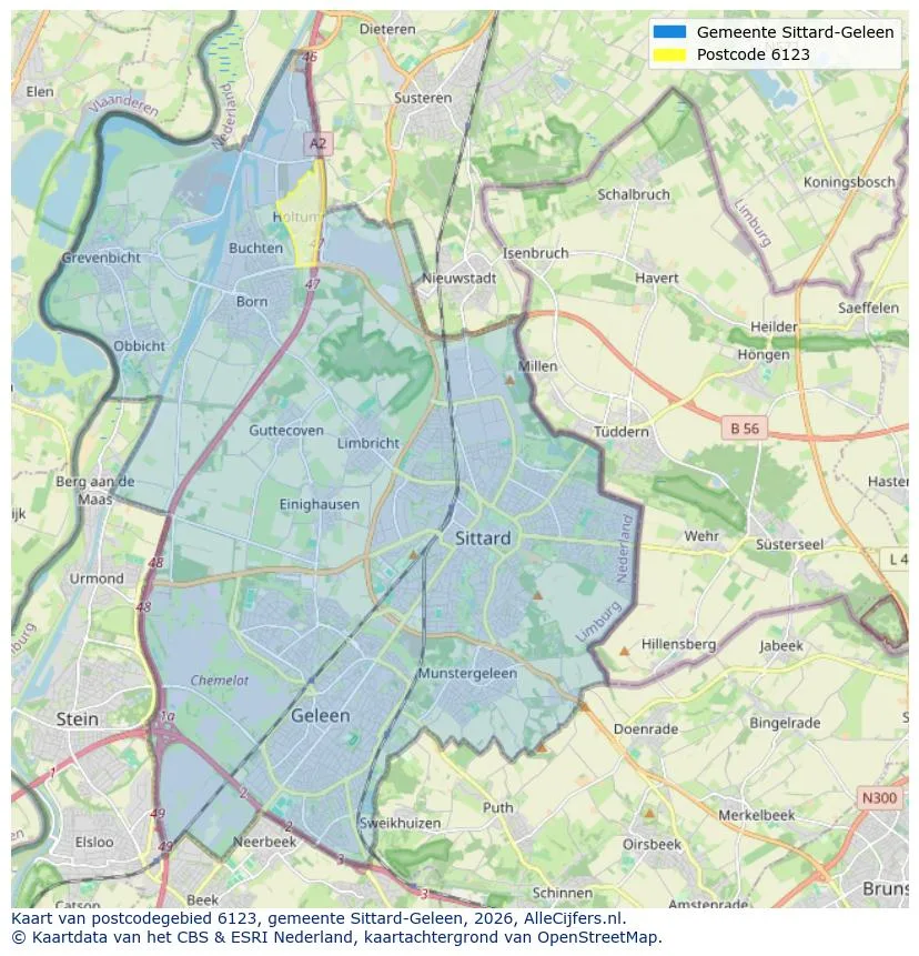 Postcodekaart voor 6123