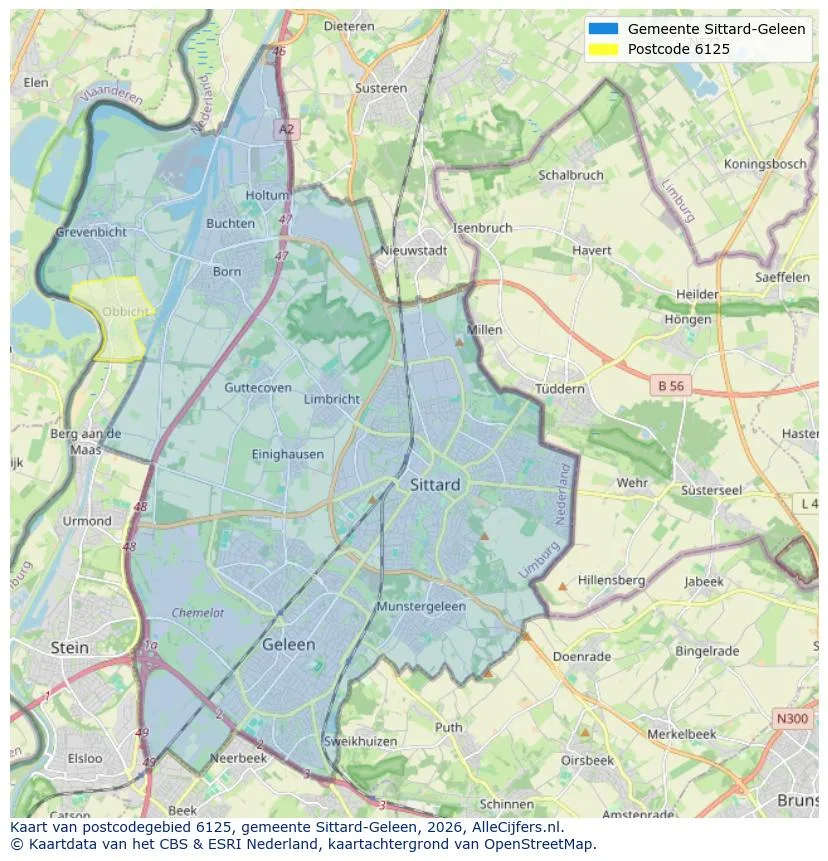Postcodekaart voor 6125