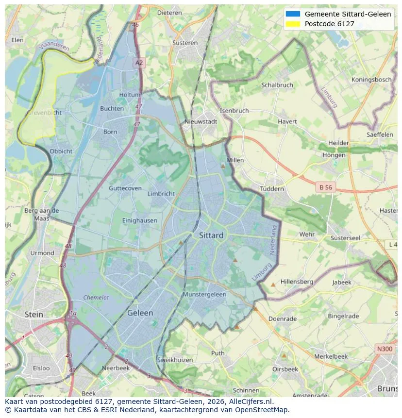 Postcodekaart voor 6127