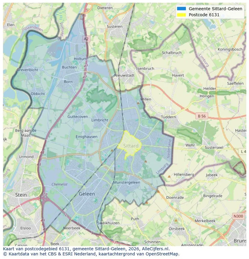Postcodekaart voor 6131