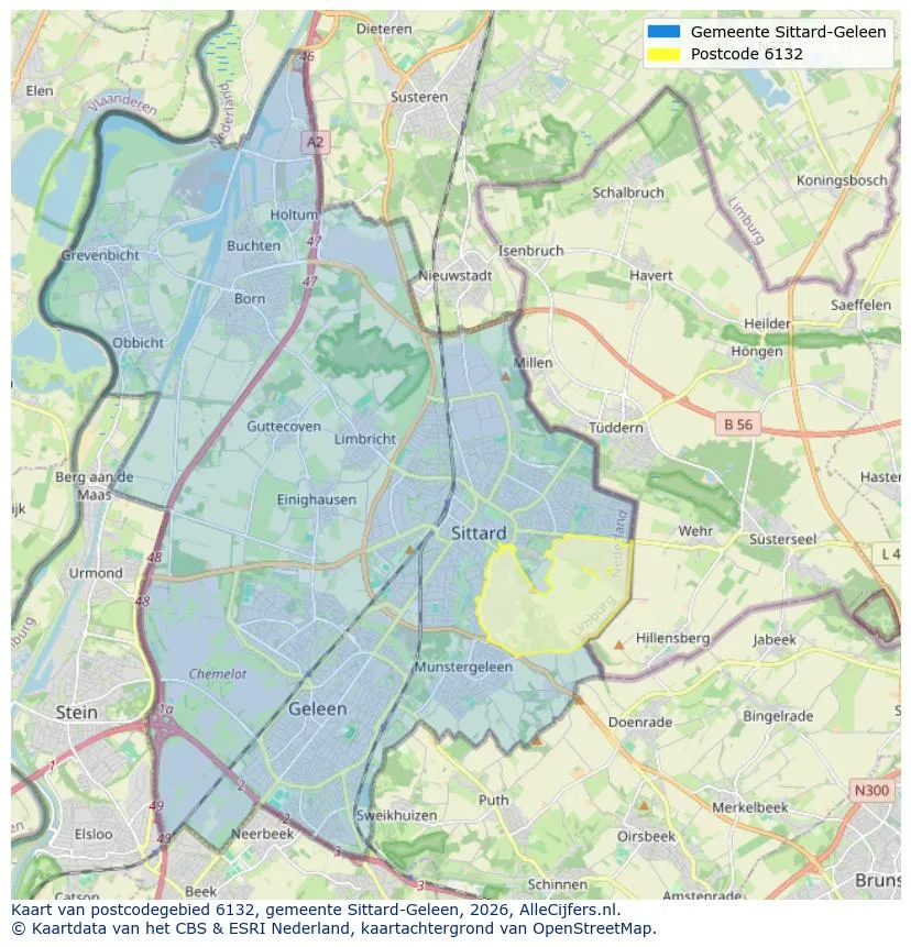Postcodekaart voor 6132