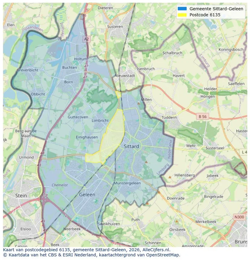 Postcodekaart voor 6135