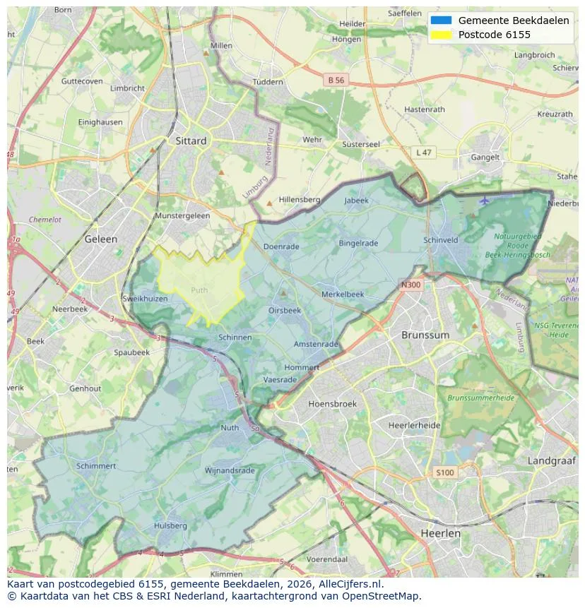 Postcodekaart voor 6155