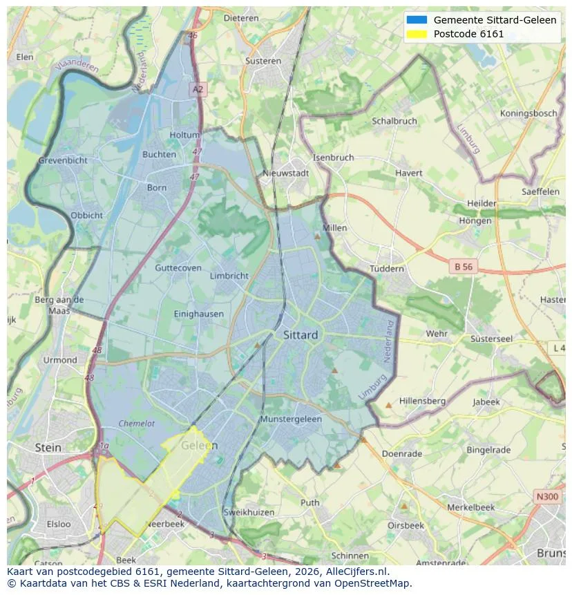 Postcodekaart voor 6161