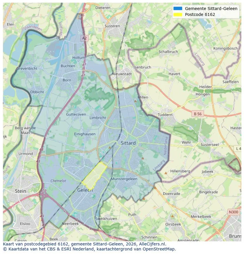 Postcodekaart voor 6162
