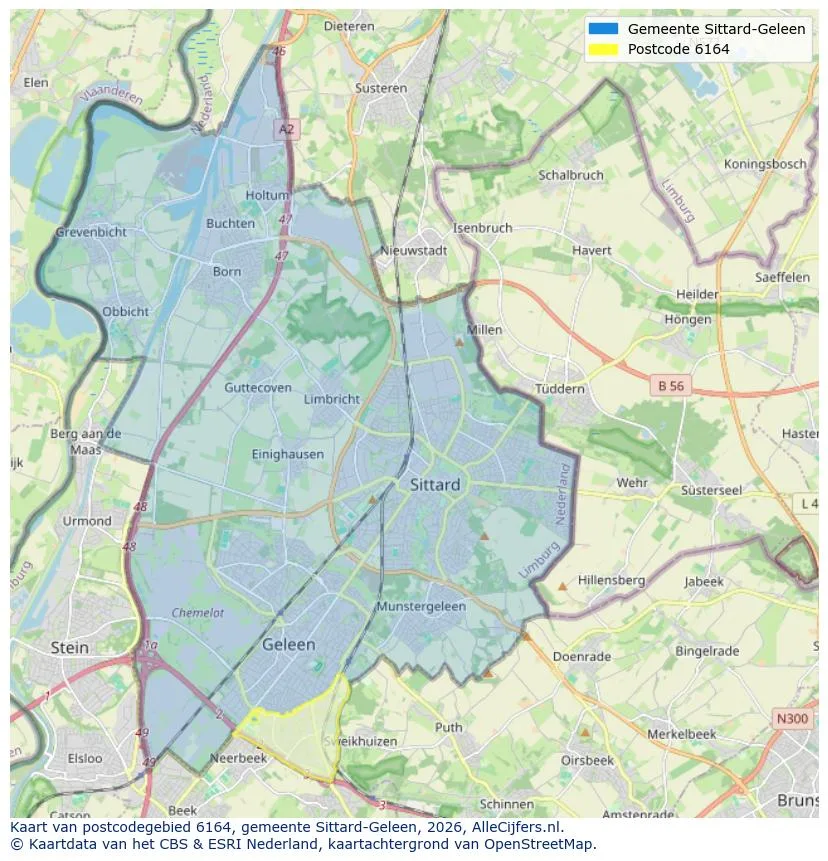 Postcodekaart voor 6164
