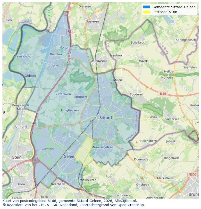 Postcodekaart voor 6166