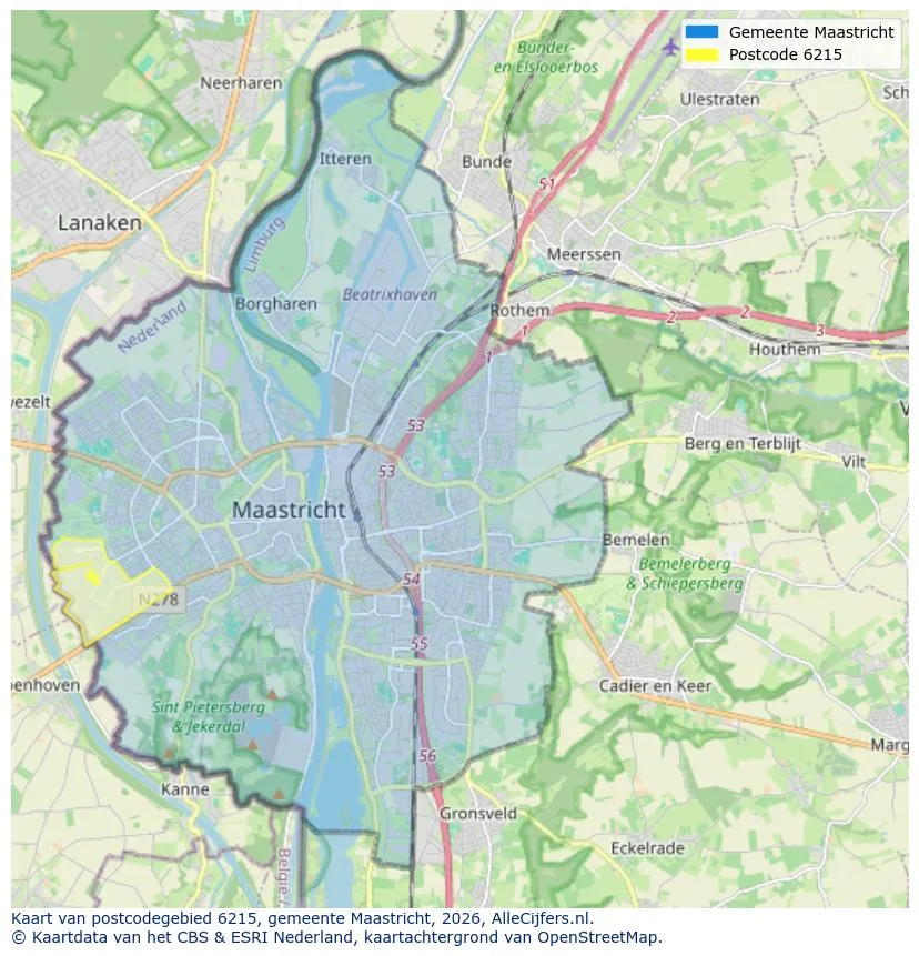 Postcodekaart voor 6215