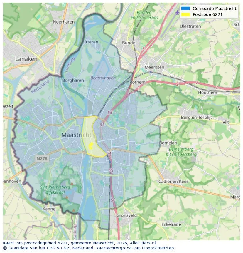 Postcodekaart voor 6221