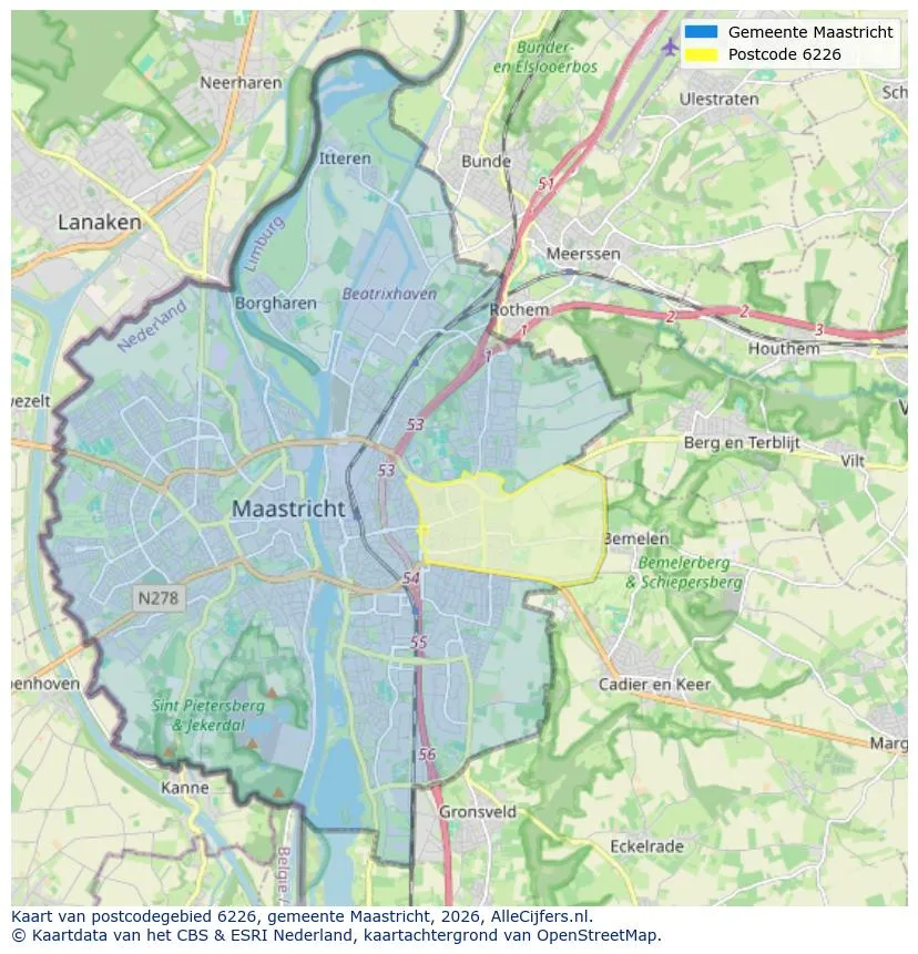 Postcodekaart voor 6226
