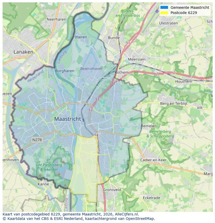 Postcodekaart voor 6229
